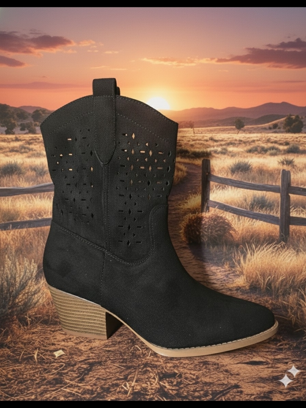 Black Western-Style Women's Ankle Boot